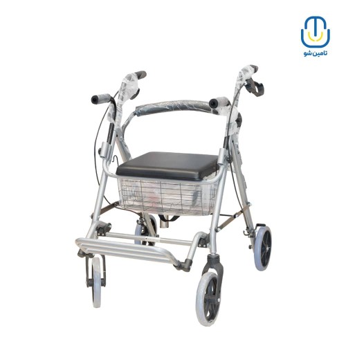 رولیتر آلومینیومی تاشو جا پا دار مدل زیکلاس مدzyklusmed folding rollator with footrest